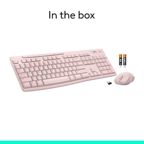 Logitech MK270 Wireless Keyboard and Mouse Combo for Windows, 2.4 GHz Wireless, Compact Mouse, 8 Multimedia and Shortcut Keys, 2-Year Battery Life, for PC, Laptop - Rose
