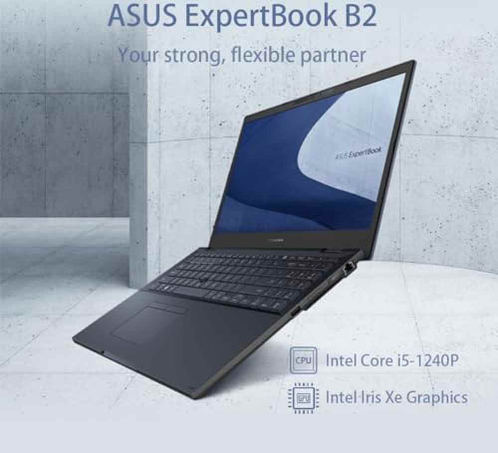 ASUS ExpertBook B2 Laptop (15.6" FHD, Intel 12-core i5-1240P, 16GB RAM, 512GB SSD) for Small Business, Traveling, Engineering, Backlit, Fingerprint, 3-Yr WRT, IST HDMI, Win 11 Pro w/AI Copilot, Black