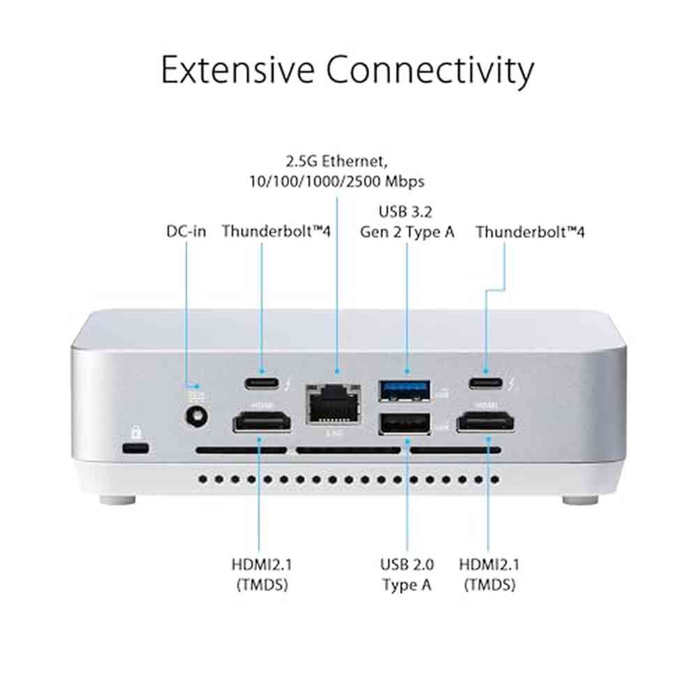 ASUS NUC 14 Pro+ Full System Mini PC with Intel 14th Gen Core Ultra 7 155H, 32GB DDR5 RAM, 1TB PCIe G4x4 NVMe SSD, Thunderbolt 4, Win 11 Home, Silver Aluminum Chassis, VESA Mount Included