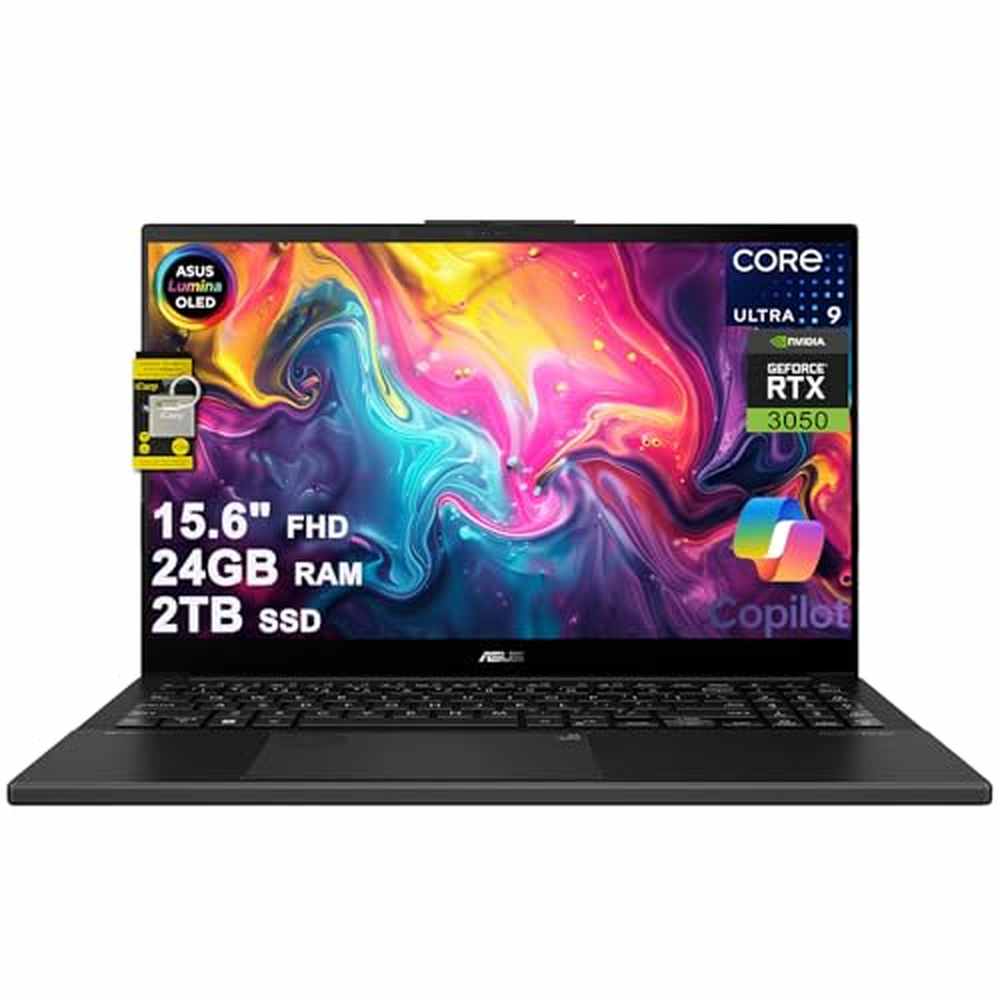 ASUS Vivobook Pro 15 OLED Laptop 15.6" FHD OLED Intel 16-core Ultra 9 185H (Up to 11 Tops) 24GB RAM 2TB SSD GeForce RTX 3050 for Creator Designer Business Professional Win11 ICP Hub w/Copilot AI PC