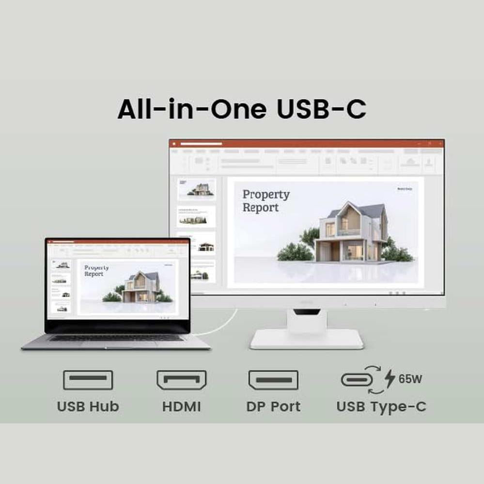 BenQ GW2786TC Office USB hub Monitor 27" 1080p | Coding Mode | IPS | Eye-Care Tech | Adaptive Brightness | Height Adjustable | White Monitor | Noice-Cancelling Mic | Daisy Chain | USB-C