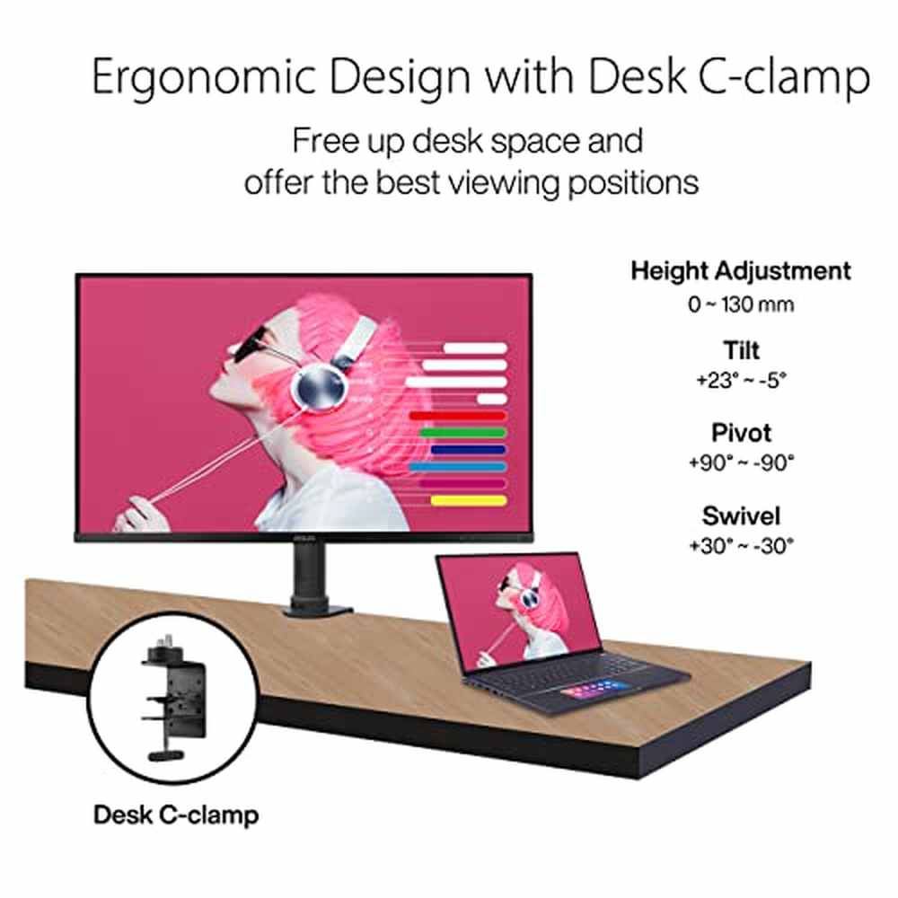 ASUS ProArt Display 32” 1440P Monitor (PA328CGV) - IPS, 165Hz, 95% DCI-P3, 100% sRGB/Rec.709, ΔE < 2, Calman Verified, USB-C Power Delivery, HDMI, USB 3.1 Hub, Compatible With Laptop & Mac Monitor