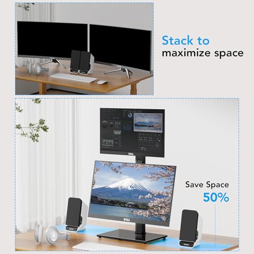 Dual Monitor Stand - Vertical Stack Screen Free-Standing Desk Mount Arm Riser Fits Two 13 to 34 Inch Computer Monitors with Swivel, Tilt, Height Adjustable, VESA Stand 100 x 100mm, 75 x 75mm AX05TB02