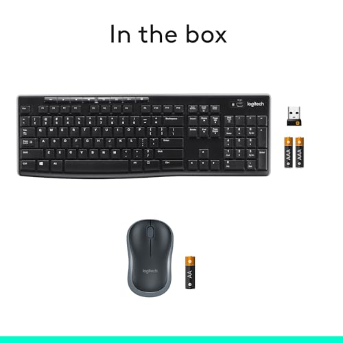 Logitech MK270 Wireless Keyboard And Mouse Combo For Windows, 2.4 GHz Wireless, Compact Mouse, 8 Multimedia And Shortcut Keys, For PC, Laptop - Black