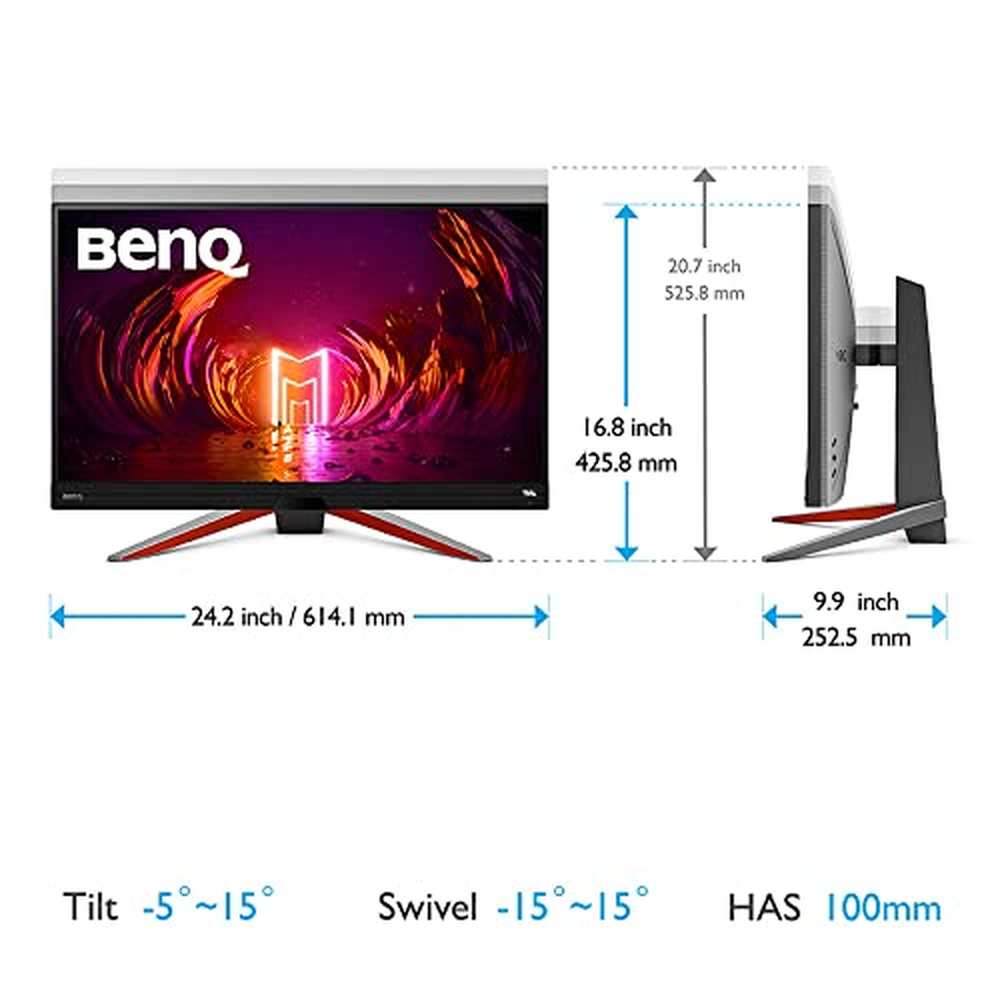 BenQ MOBIUZ EX2710S Gaming Monitor 27" FHD 1080p 165Hz 1ms | IPS | HDRi | 99% sRGB | Color Optimizer | Eye-Care Tech | Freesync | Adjustable Height, Swivel & Tilt | Speakers | DisplayPort | HDMI