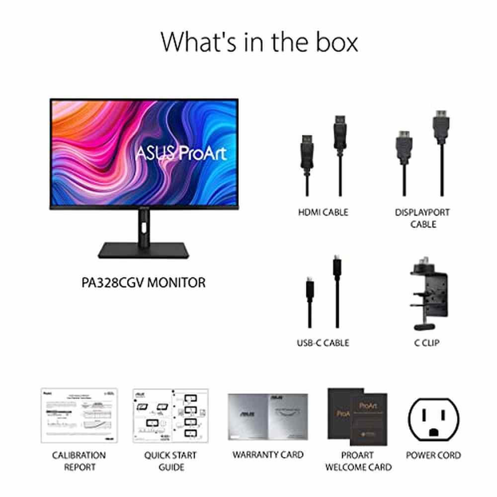 ASUS ProArt Display 32” 1440P Monitor (PA328CGV) - IPS, 165Hz, 95% DCI-P3, 100% sRGB/Rec.709, ΔE < 2, Calman Verified, USB-C Power Delivery, HDMI, USB 3.1 Hub, Compatible With Laptop & Mac Monitor