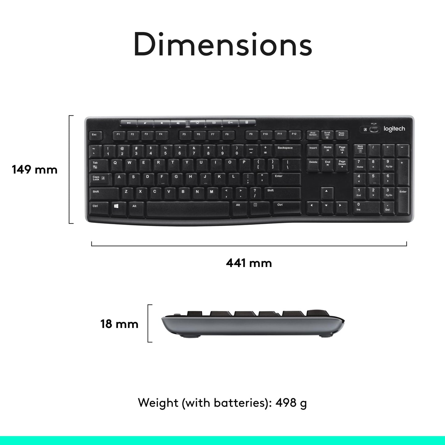 Logitech MK270 Wireless Keyboard And Mouse Combo For Windows, 2.4 GHz Wireless, Compact Mouse, 8 Multimedia And Shortcut Keys, For PC, Laptop - Black