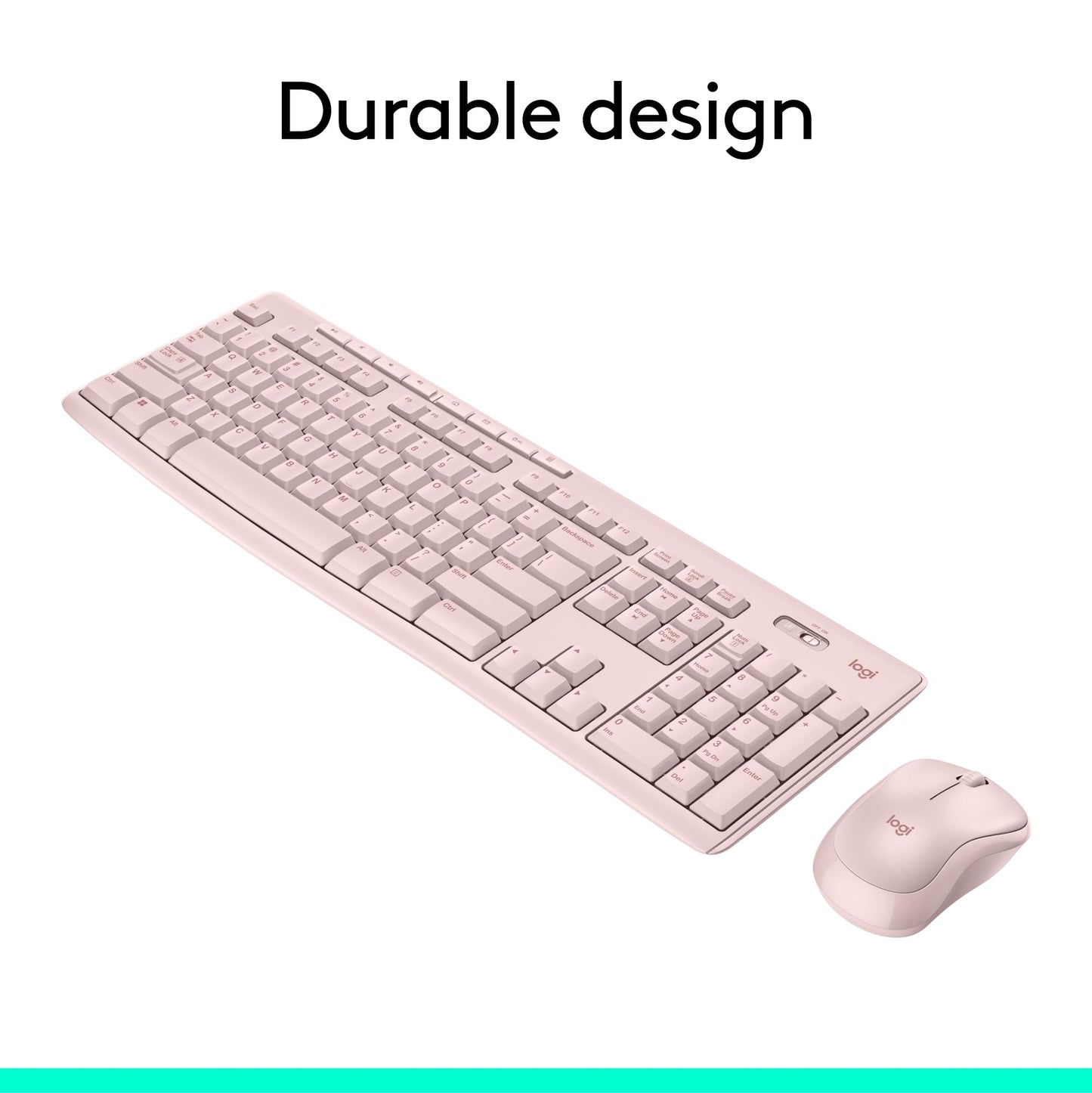 Logitech MK270 Wireless Keyboard and Mouse Combo for Windows, 2.4 GHz Wireless, Compact Mouse, 8 Multimedia and Shortcut Keys, 2-Year Battery Life, for PC, Laptop - Rose