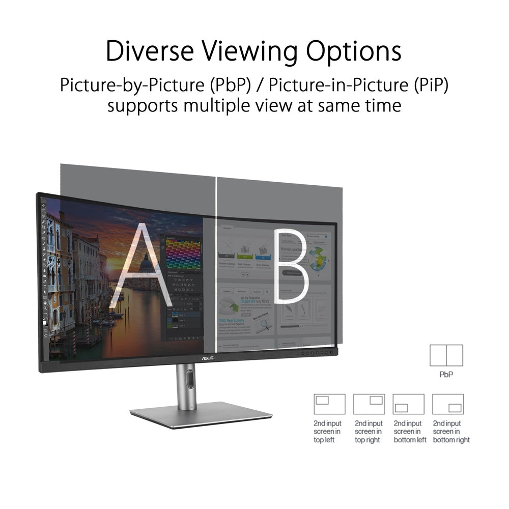 ASUS ProArt Display 34” Ultrawide Curved Professional HDR Monitor (PA34VCNV) - IPS, 21:9 3440 x 1440, 3800R Curve, 100% sRGB/Rec709, ΔE<2, Calman Verified, USB-C Docking PD 96W, RJ45, 3 Year Warranty
