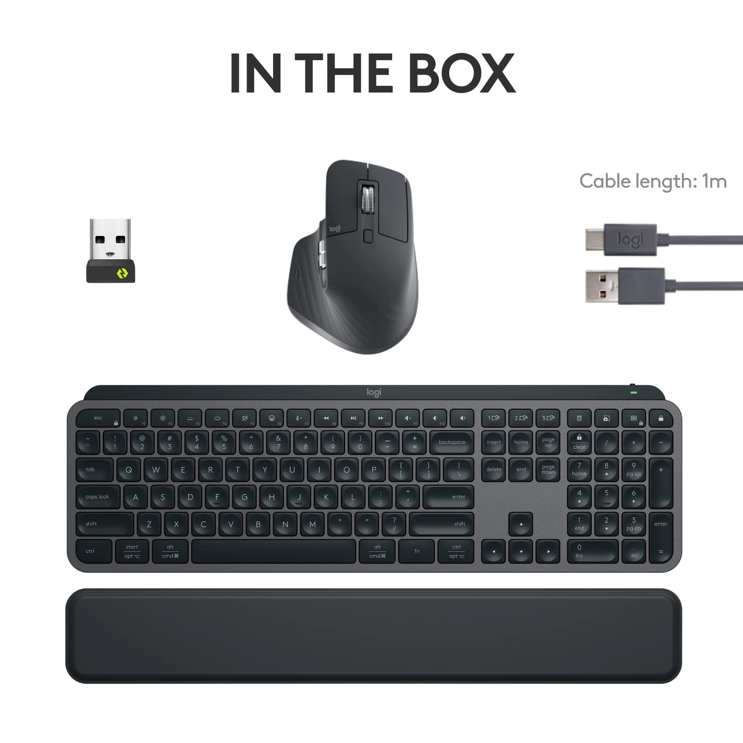 Logitech MX Keys S Combo - Performance Wireless Keyboard and Mouse with Palm Rest, Customizable Illumination, Fast Scrolling, Bluetooth, USB C, for Windows, Linux, Chrome, Mac