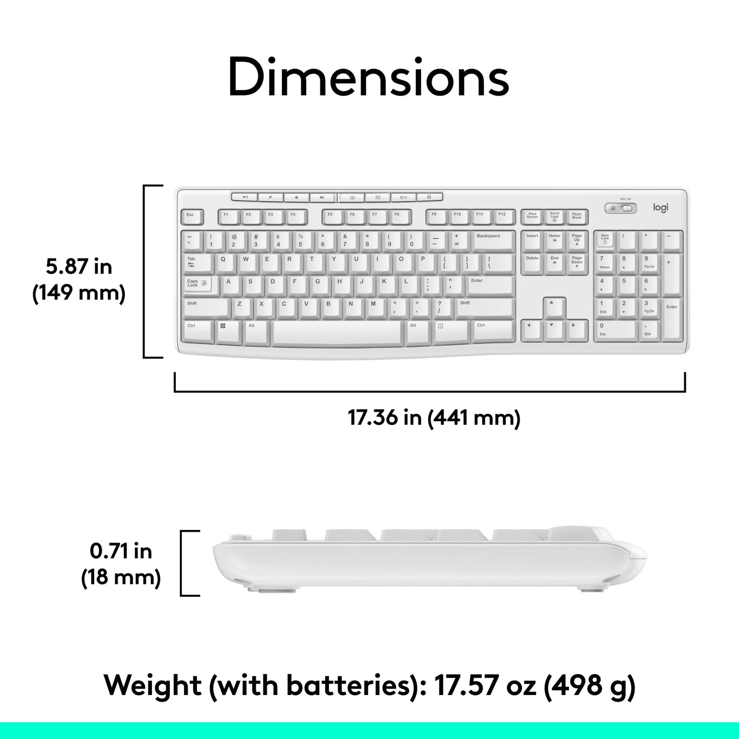 Logitech MK270 Wireless Keyboard and Mouse Combo for Windows, 2.4 GHz Wireless, Compact Mouse, 8 Multimedia and Shortcut Keys, 2-Year Battery Life, for PC, Laptop - Off White