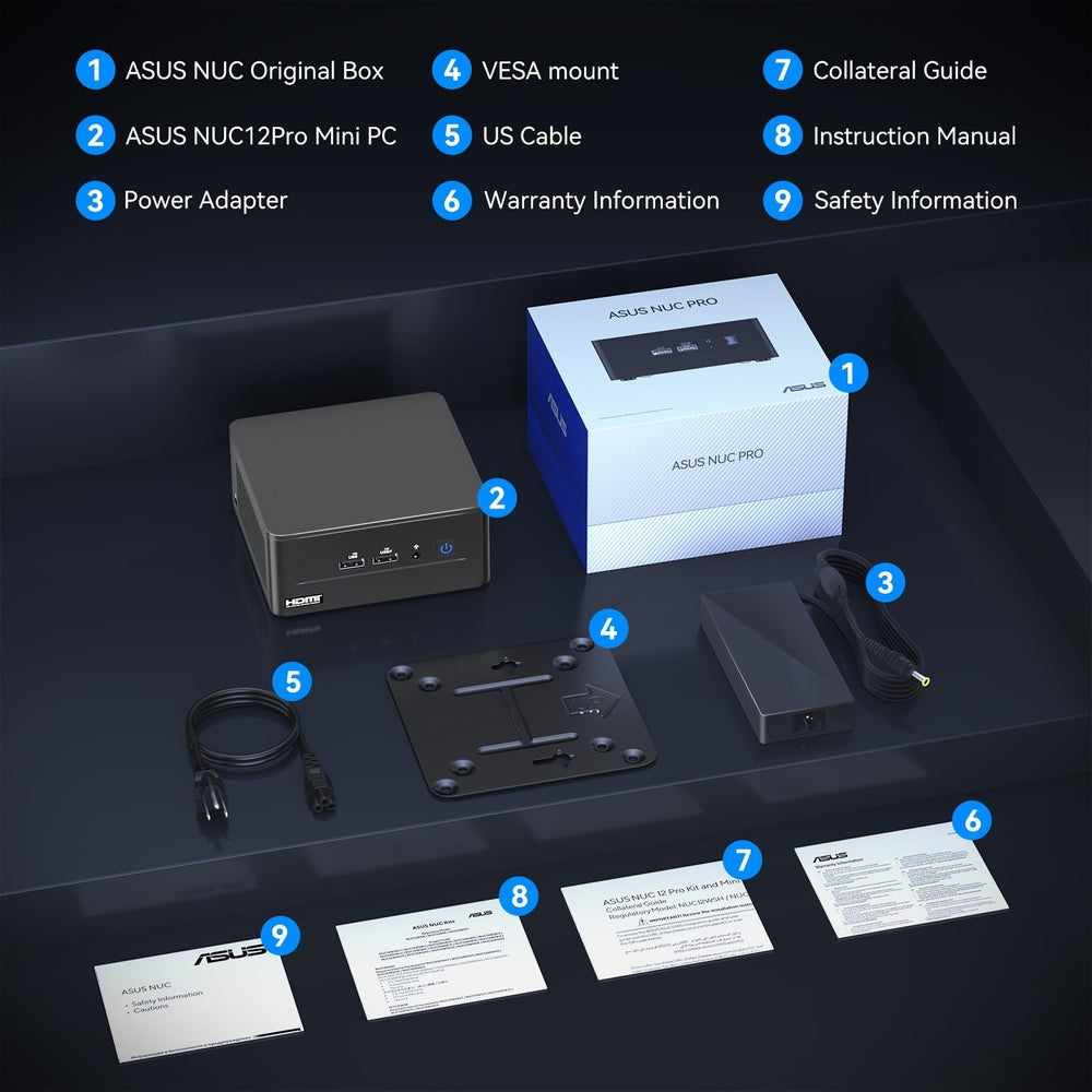 ASUS NUC 12 Pro, Intel NUC 12 Pro Business Mini Desktop Computer, Intel Core i7-1260P(12C/16T, Up to 4.7GHz) Mini PC, 32GB DDR4 RAM 1TB PCIe 4.0 NVMe SSD, 8K/HDR/WiFi 6E/BT5.3/Windows 11 Pro