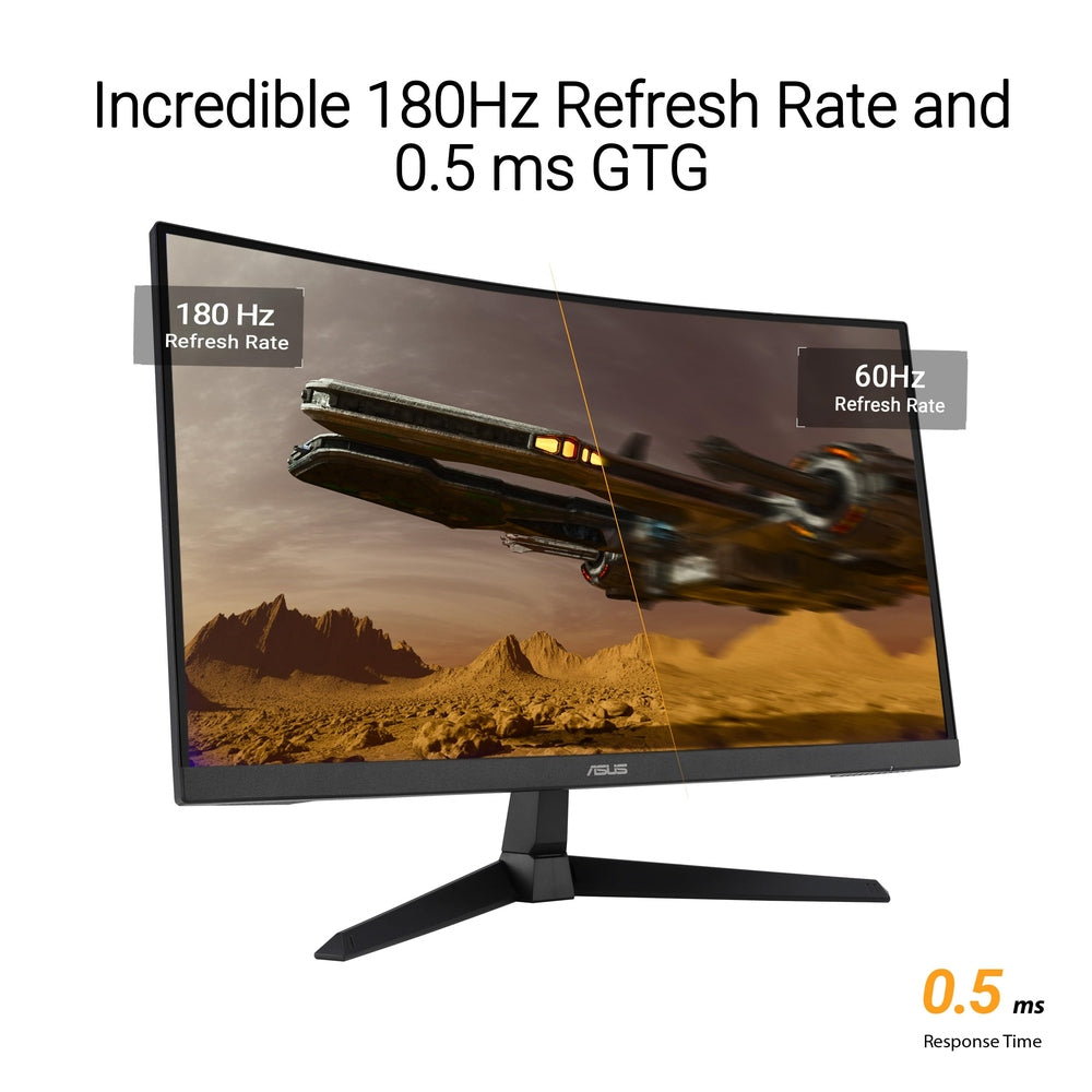 ASUS TUF Gaming 27” 1440P Curved HDR Gaming Monitor (VG27WQ3B) - QHD (2560 x 1440), 180Hz, 0.5ms, 1500R, Extreme Low Motion Blur, FreeSync, 90% DCI-P3, Shadow Boost, DisplayWidget, 3 yr Warranty