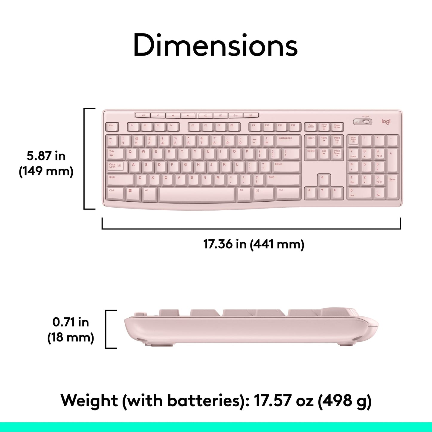 Logitech MK270 Wireless Keyboard and Mouse Combo for Windows, 2.4 GHz Wireless, Compact Mouse, 8 Multimedia and Shortcut Keys, 2-Year Battery Life, for PC, Laptop - Rose