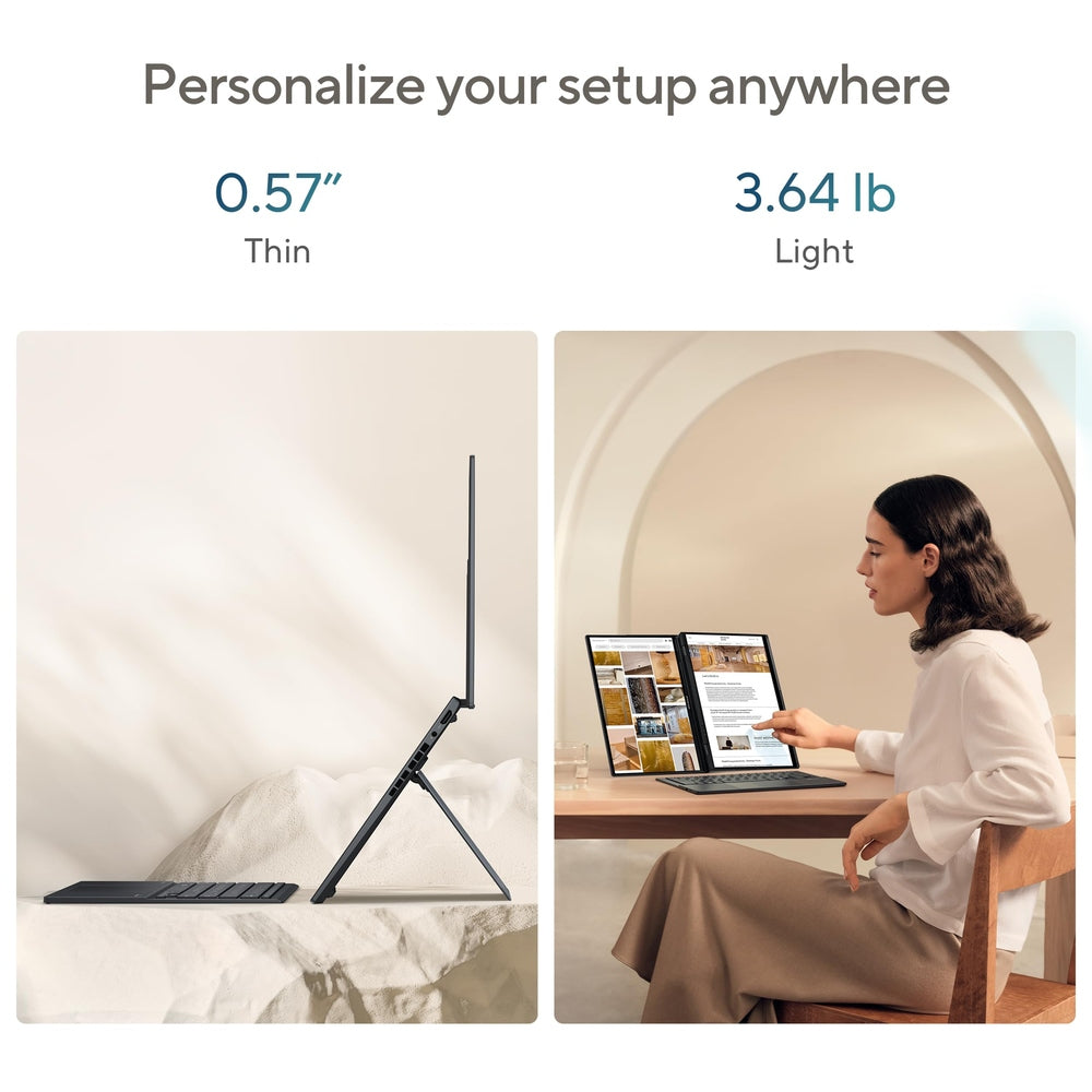 ASUS Zenbook DUO Dual 14" OLED 3K 120Hz Touchscreen Laptop Intel Core Ultra 7 255H 32GB RAM 1TB SSD Inkwell Gray