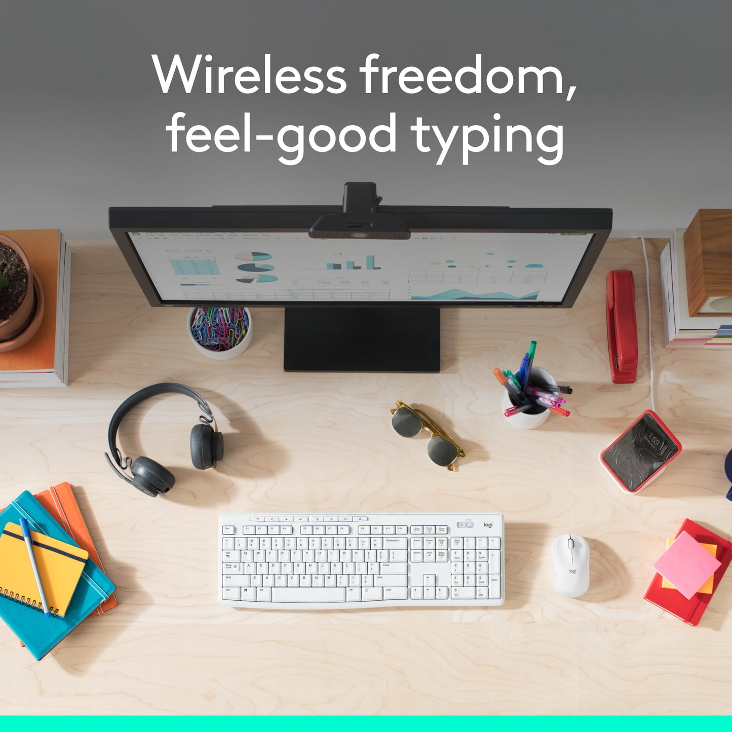 Logitech MK270 Wireless Keyboard and Mouse Combo for Windows, 2.4 GHz Wireless, Compact Mouse, 8 Multimedia and Shortcut Keys, 2-Year Battery Life, for PC, Laptop - Off White
