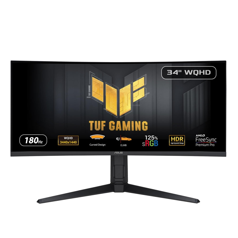 ASUS TUF Gaming 34” 1440P 1500R Curved Monitor (VG34VQL3A) - QHD (3440 x 1440), 180Hz, 1ms, Extreme Low Motion Blur, Freesync Premium Pro, 125% sRGB, DisplayHDR 400, Height Adjustable, 3 year warranty