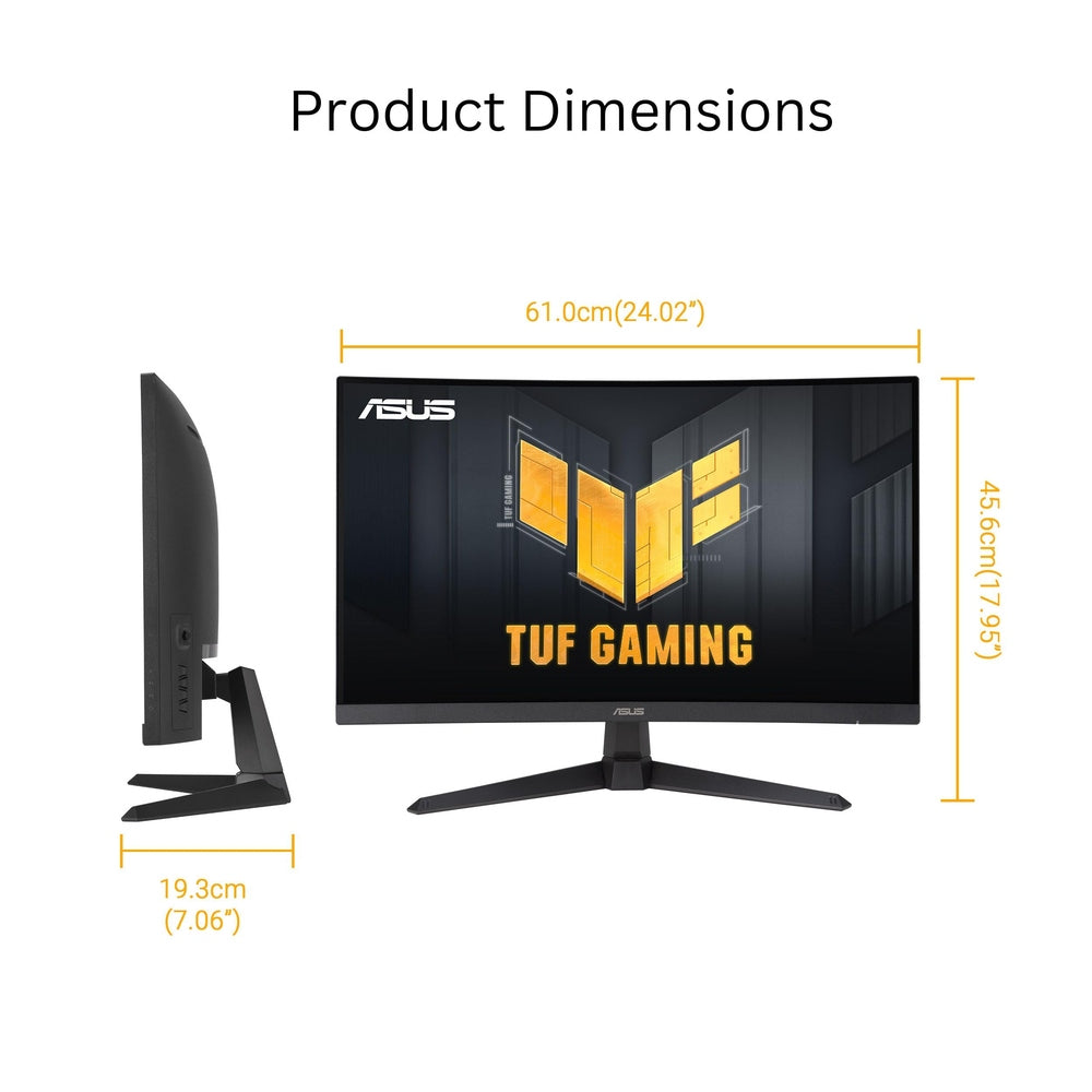 ASUS TUF Gaming 27” 1440P Curved HDR Gaming Monitor (VG27WQ3B) - QHD (2560 x 1440), 180Hz, 0.5ms, 1500R, Extreme Low Motion Blur, FreeSync, 90% DCI-P3, Shadow Boost, DisplayWidget, 3 yr Warranty
