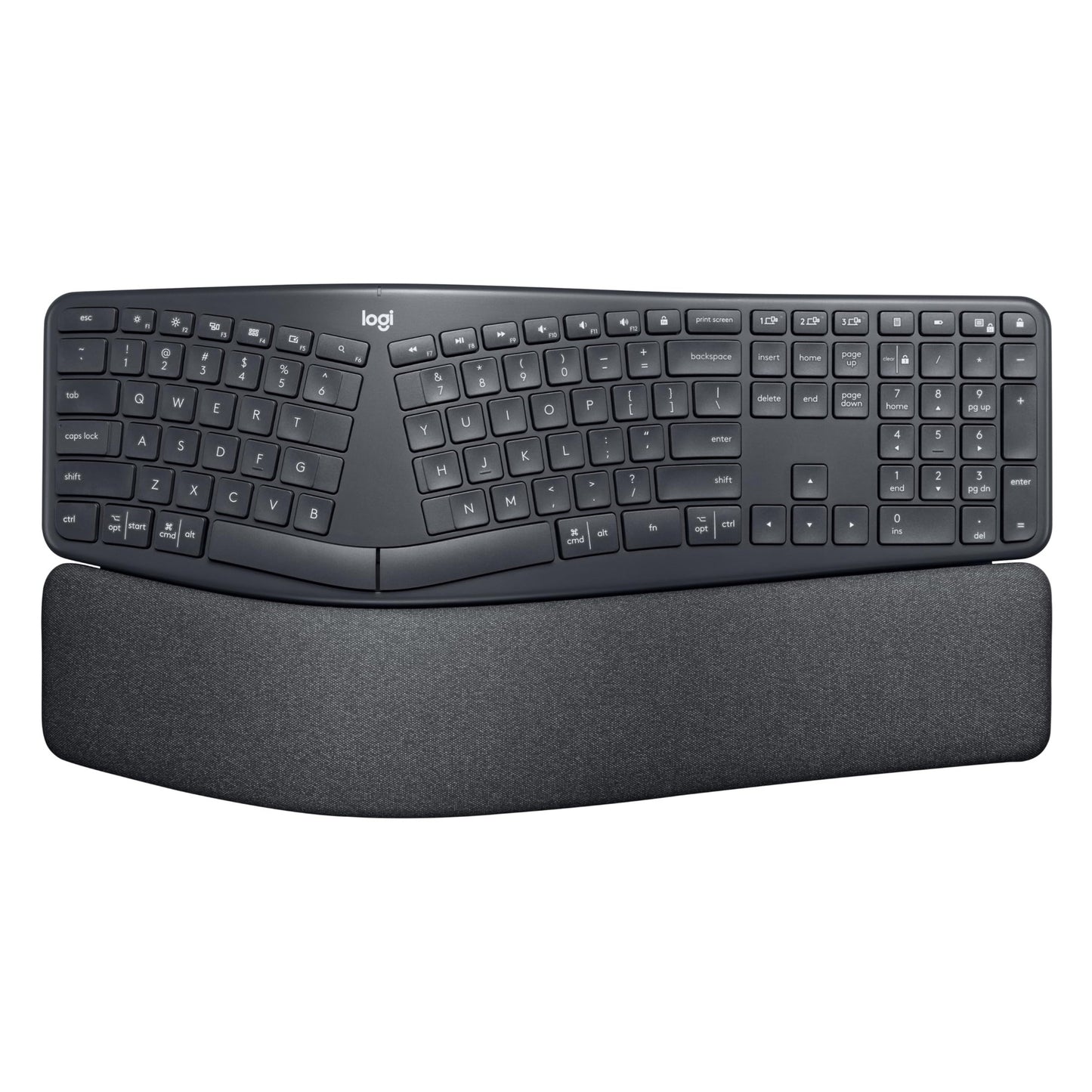 Logitech ERGO K860 Wireless Ergonomic Keyboard - Split Keyboard, Wrist Rest, Natural Typing, Stain-Resistant Fabric, Bluetooth and USB Connectivity, Compatible with Windows/Mac, Black