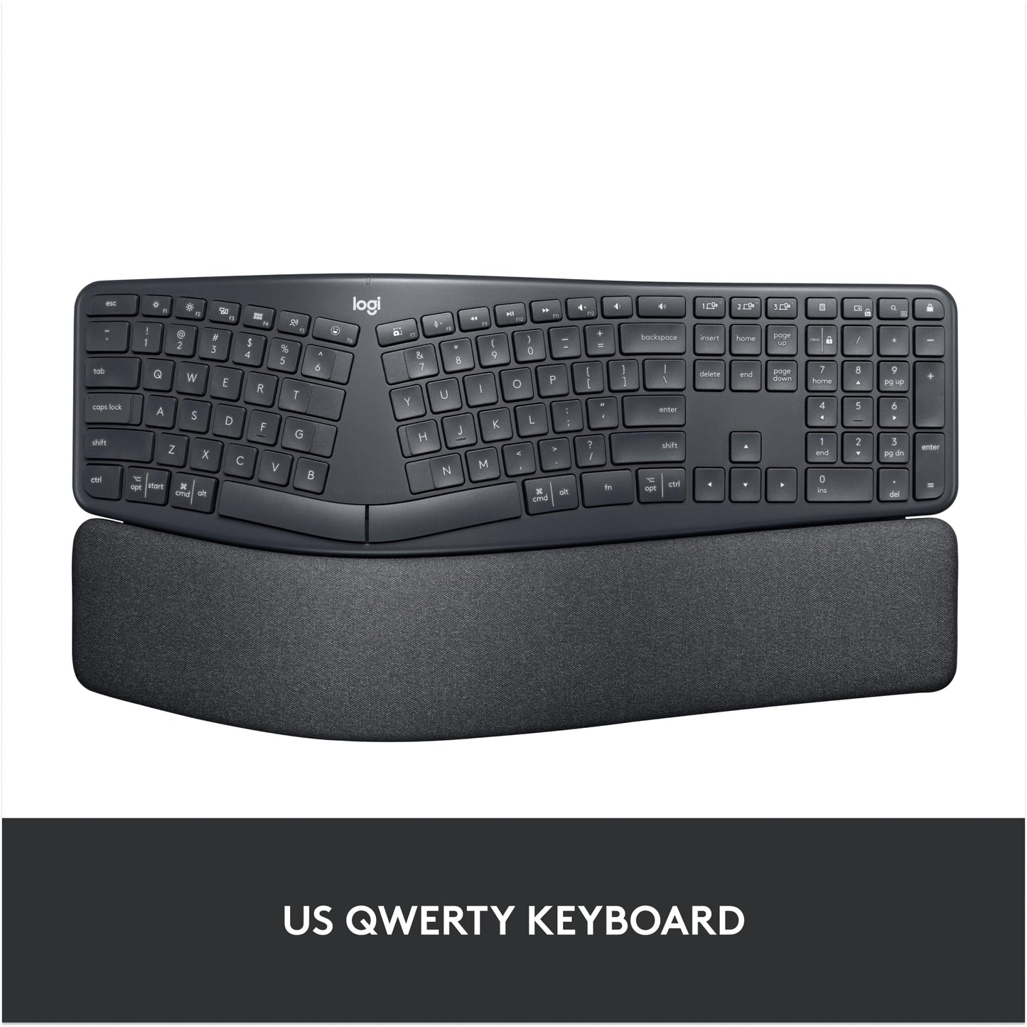 Logitech ERGO K860 Wireless Ergonomic Keyboard - Split Keyboard, Wrist Rest, Natural Typing, Stain-Resistant Fabric, Bluetooth and USB Connectivity, Compatible with Windows/Mac, Black