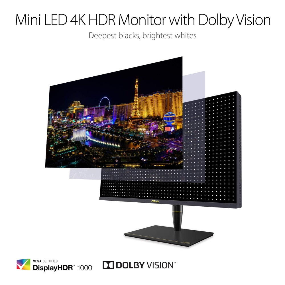 ASUS ProArt Display PA32UCX-PK 32” 4K HDR PC Monitor, 99% DCI-P3 99.5% Adobe RGB, DeltaE<1, 10-bit, IPS, Thunderbolt 3 USB-C HDMI, 1200nits, w/X-rite Calibrator, Compatible with Laptop & Mac Monitor