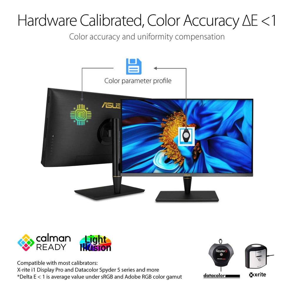 ASUS ProArt Display PA32UCX-PK 32” 4K HDR PC Monitor, 99% DCI-P3 99.5% Adobe RGB, DeltaE<1, 10-bit, IPS, Thunderbolt 3 USB-C HDMI, 1200nits, w/X-rite Calibrator, Compatible with Laptop & Mac Monitor