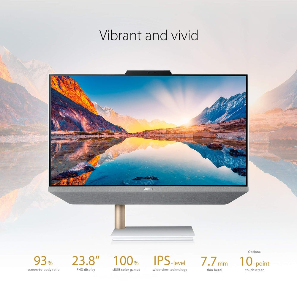 ASUS Zen AiO 24, 23.8” FHD Touchscreen Display, AMD Ryzen 7 5825U Processor, 16GB DDR4 RAM, 512GB SSD, Windows 11 Home, Kensington Lock, Wireless Keyboard and Mouse Included, White, M5401WYA-DH704T