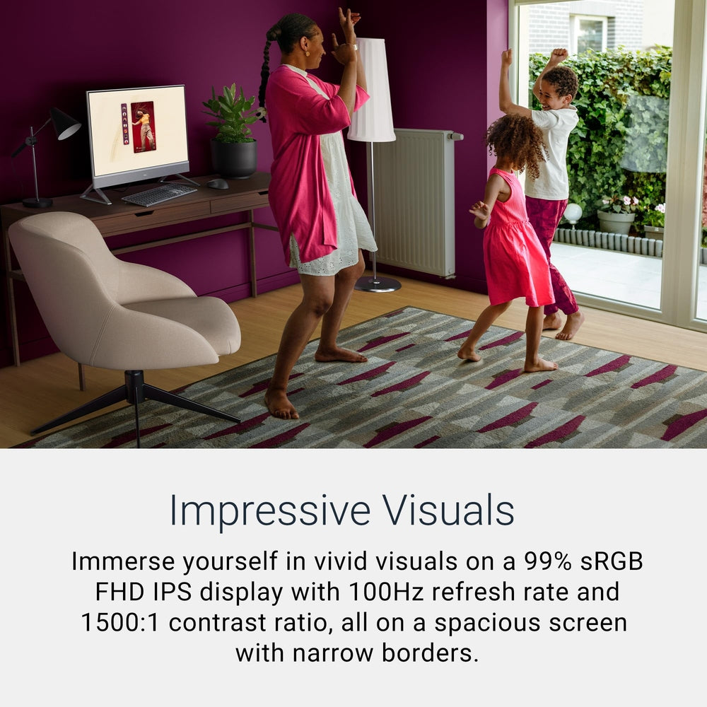 Dell 27 All-in-One Desktop ec27250-27-inch FHD (1920 x 1080) Display, Intel Core 7 Processor 150U, Intel Graphics, 16GB DDR5 RAM, 1TB SSD, Windows 11 Home, Onsite Service - White