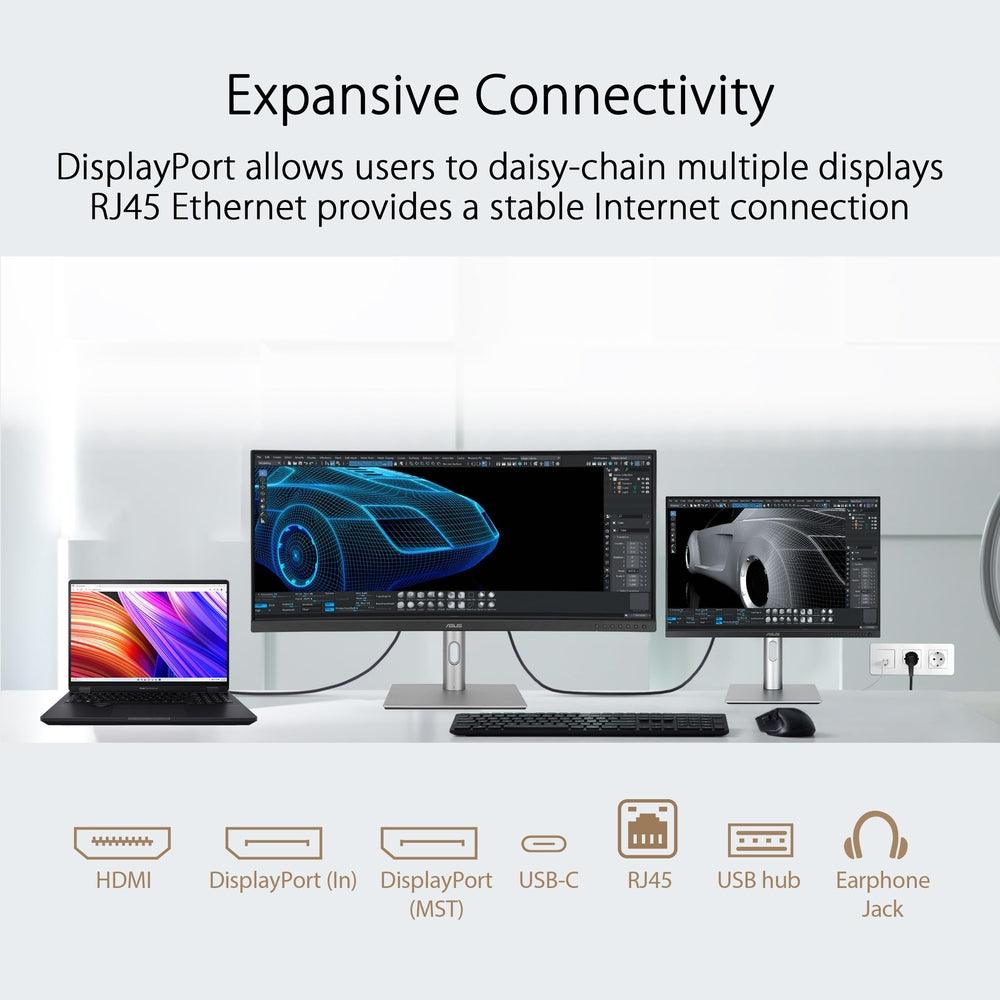 ASUS ProArt Display 34” Ultrawide Curved Professional HDR Monitor (PA34VCNV) - IPS, 21:9 3440 x 1440, 3800R Curve, 100% sRGB/Rec709, ΔE<2, Calman Verified, USB-C Docking PD 96W, RJ45, 3 Year Warranty