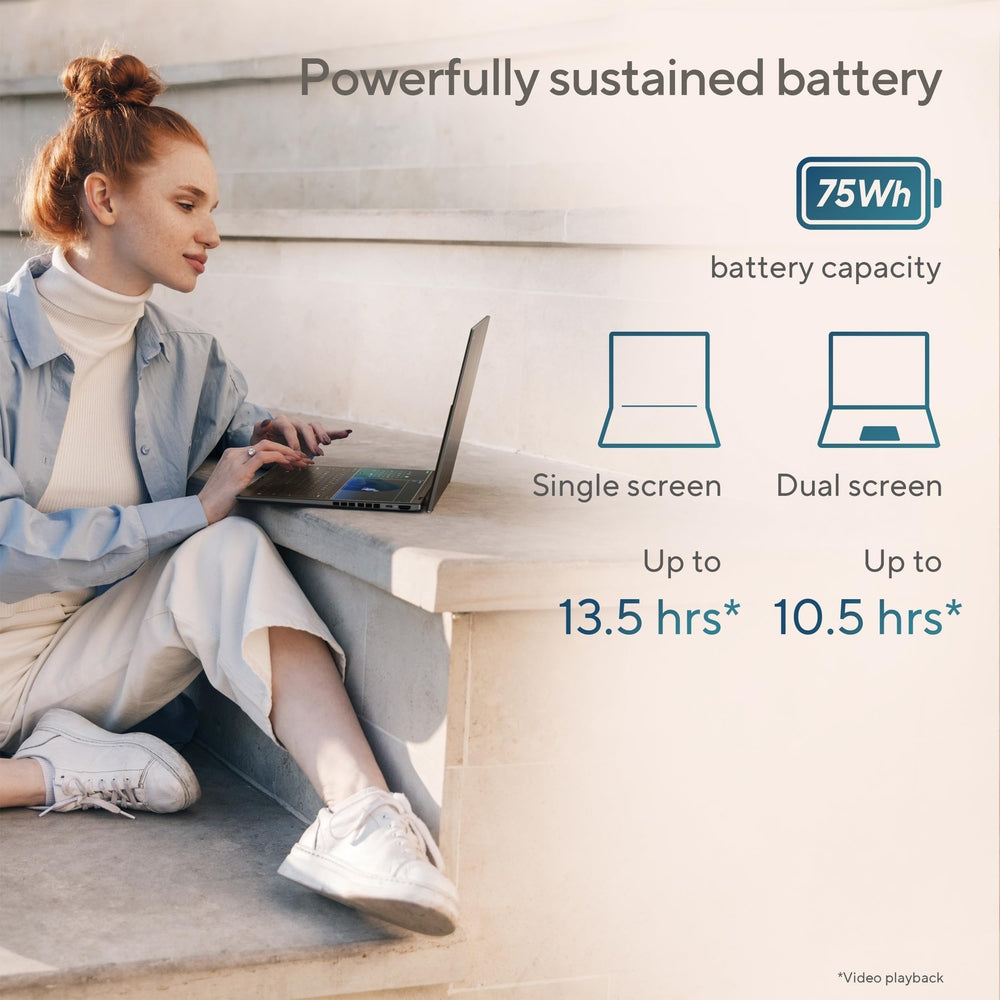 ASUS Zenbook DUO Dual 14" OLED 3K 120Hz Touchscreen Laptop Intel Core Ultra 7 255H 32GB RAM 1TB SSD Inkwell Gray