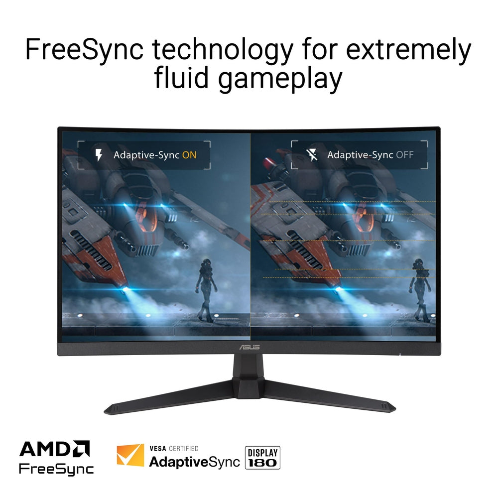 ASUS TUF Gaming 27” 1440P Curved HDR Gaming Monitor (VG27WQ3B) - QHD (2560 x 1440), 180Hz, 0.5ms, 1500R, Extreme Low Motion Blur, FreeSync, 90% DCI-P3, Shadow Boost, DisplayWidget, 3 yr Warranty