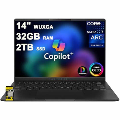 ASUS Vivobook S 14 Lightweight Laptop AI-Powered PC Copilot+ Laptop for Creator Designer Business Professional 14" OLED Intel 8-core Ultra 7 258V (>Ultra 9 185H) 32GB RAM 2TB SSD Win11 ICP Hub