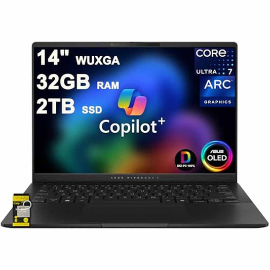 ASUS Vivobook S 14 Lightweight Laptop AI-Powered PC Copilot+ Laptop for Creator Designer Business Professional 14" OLED Intel 8-core Ultra 7 258V (>Ultra 9 185H) 32GB RAM 2TB SSD Win11 ICP Hub