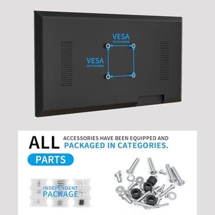 Dual Monitor Stand - Vertical Stack Screen Free-Standing Desk Mount Arm Riser Fits Two 13 to 34 Inch Computer Monitors with Swivel, Tilt, Height Adjustable, VESA Stand 100 x 100mm, 75 x 75mm AX05TB02