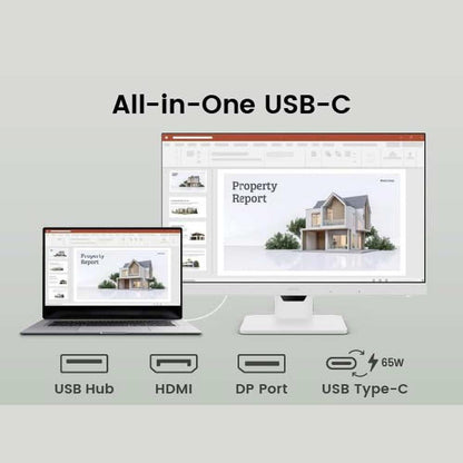 BenQ GW2786TC Office USB hub Monitor 27" 1080p | Coding Mode | IPS | Eye-Care Tech | Adaptive Brightness | Height Adjustable | White Monitor | Noice-Cancelling Mic | Daisy Chain | USB-C