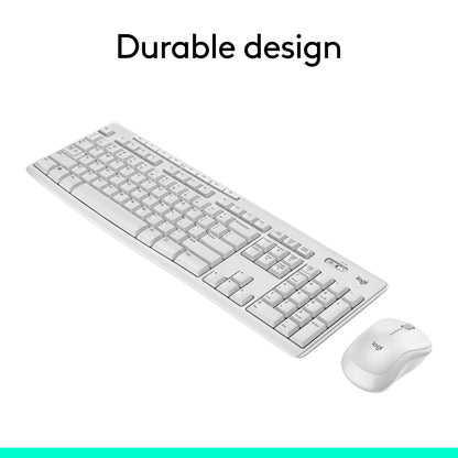 Logitech MK270 Wireless Keyboard and Mouse Combo for Windows, 2.4 GHz Wireless, Compact Mouse, 8 Multimedia and Shortcut Keys, 2-Year Battery Life, for PC, Laptop - Off White