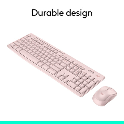 Logitech MK270 Wireless Keyboard and Mouse Combo for Windows, 2.4 GHz Wireless, Compact Mouse, 8 Multimedia and Shortcut Keys, 2-Year Battery Life, for PC, Laptop - Rose