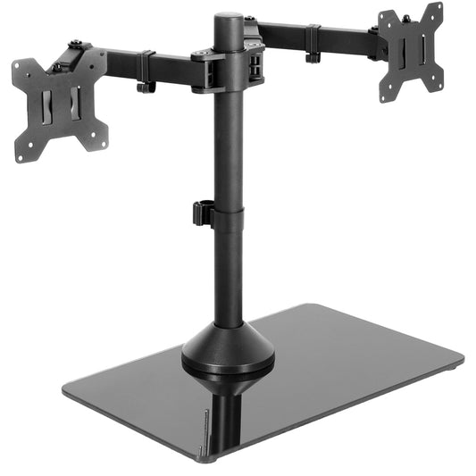 VIVO Freestanding Dual Monitor Stand with Sleek Glass Base