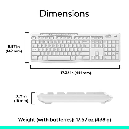 Logitech MK270 Wireless Keyboard and Mouse Combo for Windows, 2.4 GHz Wireless, Compact Mouse, 8 Multimedia and Shortcut Keys, 2-Year Battery Life, for PC, Laptop - Off White