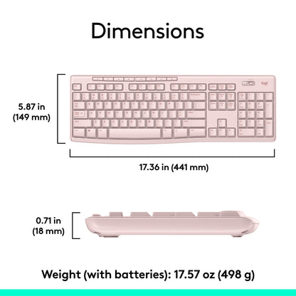 Logitech MK270 Wireless Keyboard and Mouse Combo for Windows, 2.4 GHz Wireless, Compact Mouse, 8 Multimedia and Shortcut Keys, 2-Year Battery Life, for PC, Laptop - Rose