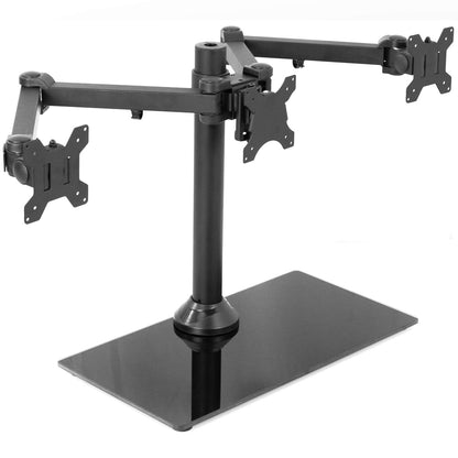 VIVO Black Triple Monitor Mount Freestanding Desk Stand with Glass Base