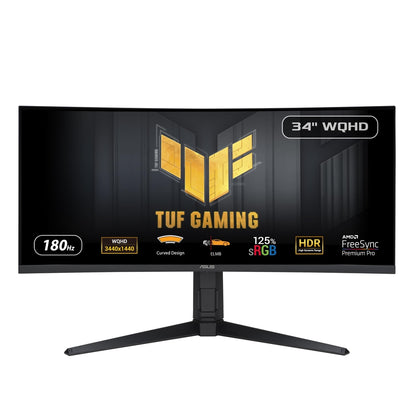 ASUS TUF Gaming 34” 1440P 1500R Curved Monitor (VG34VQL3A) - QHD (3440 x 1440), 180Hz, 1ms, Extreme Low Motion Blur, Freesync Premium Pro, 125% sRGB, DisplayHDR 400, Height Adjustable, 3 year warranty
