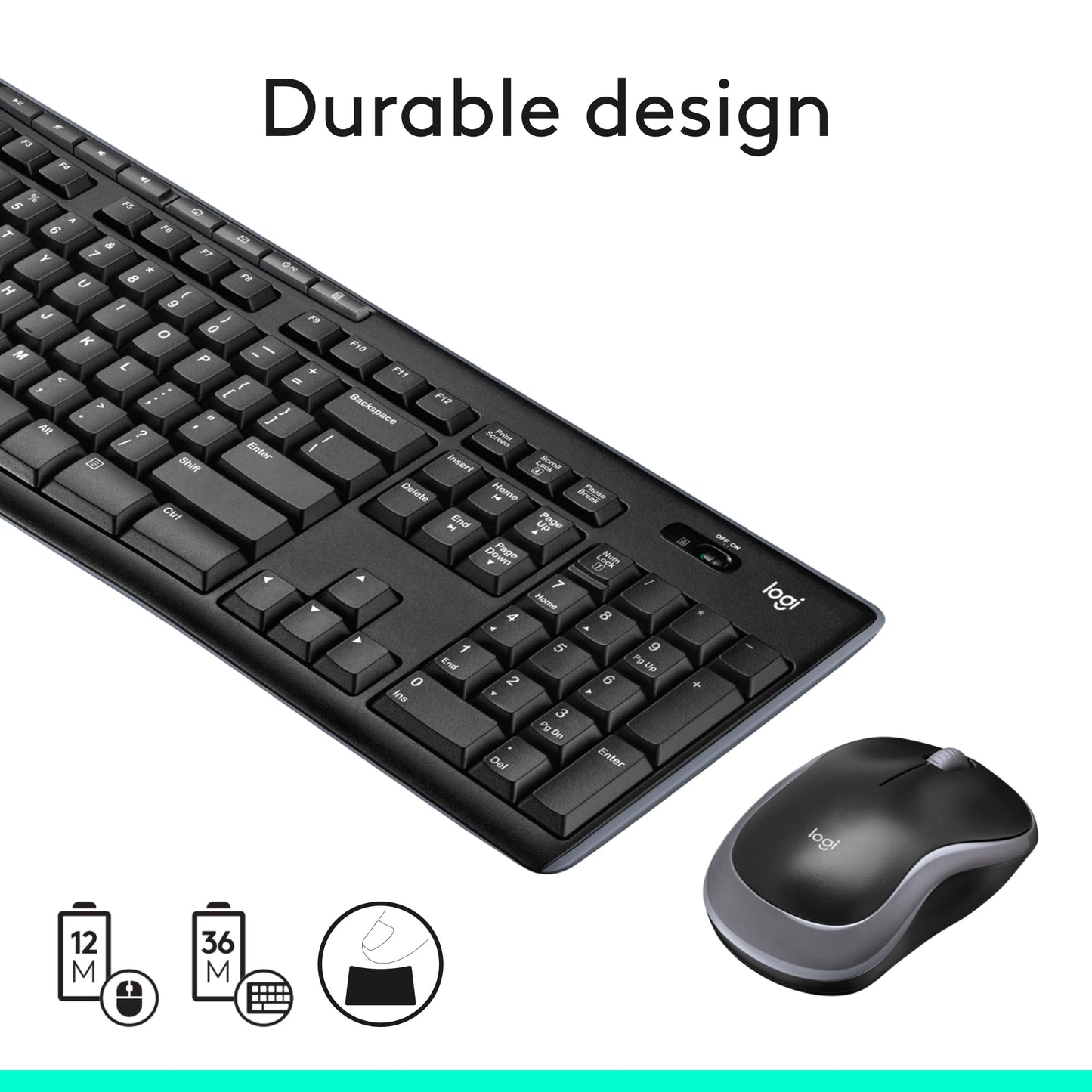 Logitech MK270 Wireless Keyboard And Mouse Combo For Windows, 2.4 GHz Wireless, Compact Mouse, 8 Multimedia And Shortcut Keys, For PC, Laptop - Black