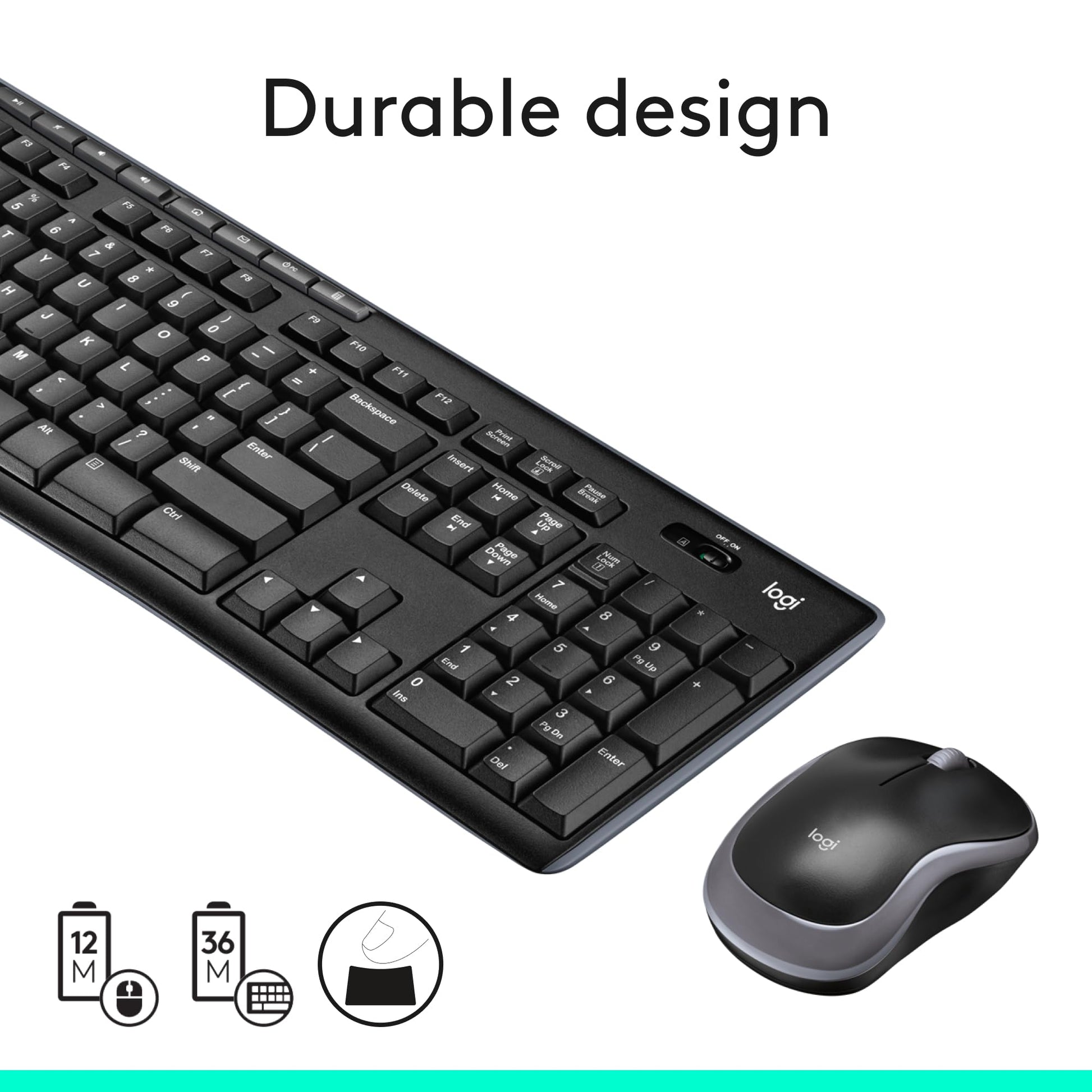 Logitech MK270 Wireless Keyboard And Mouse Combo For Windows, 2.4 GHz Wireless, Compact Mouse, 8 Multimedia And Shortcut Keys, For PC, Laptop - Black