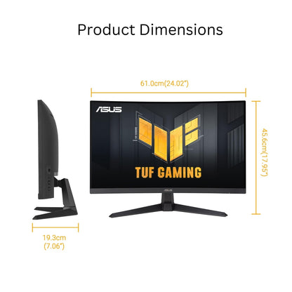 ASUS TUF Gaming 27” 1440P Curved HDR Gaming Monitor (VG27WQ3B) - QHD (2560 x 1440), 180Hz, 0.5ms, 1500R, Extreme Low Motion Blur, FreeSync, 90% DCI-P3, Shadow Boost, DisplayWidget, 3 yr Warranty