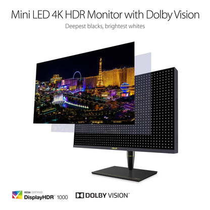 ASUS ProArt Display PA32UCX-PK 32” 4K HDR PC Monitor, 99% DCI-P3 99.5% Adobe RGB, DeltaE<1, 10-bit, IPS, Thunderbolt 3 USB-C HDMI, 1200nits, w/X-rite Calibrator, Compatible with Laptop & Mac Monitor